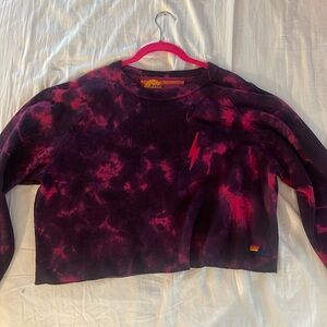 Aviator Nation Tie-Dye Print Crew Neck Crop Top